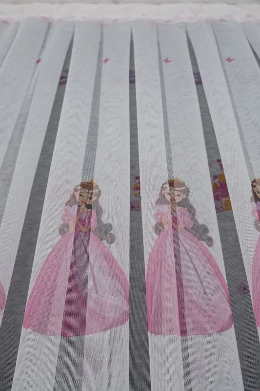 Farbateks Dikim Princess Princess Patterned Model Colorful Girls Room 2 Layer Pleated Tulle Curtain - 5