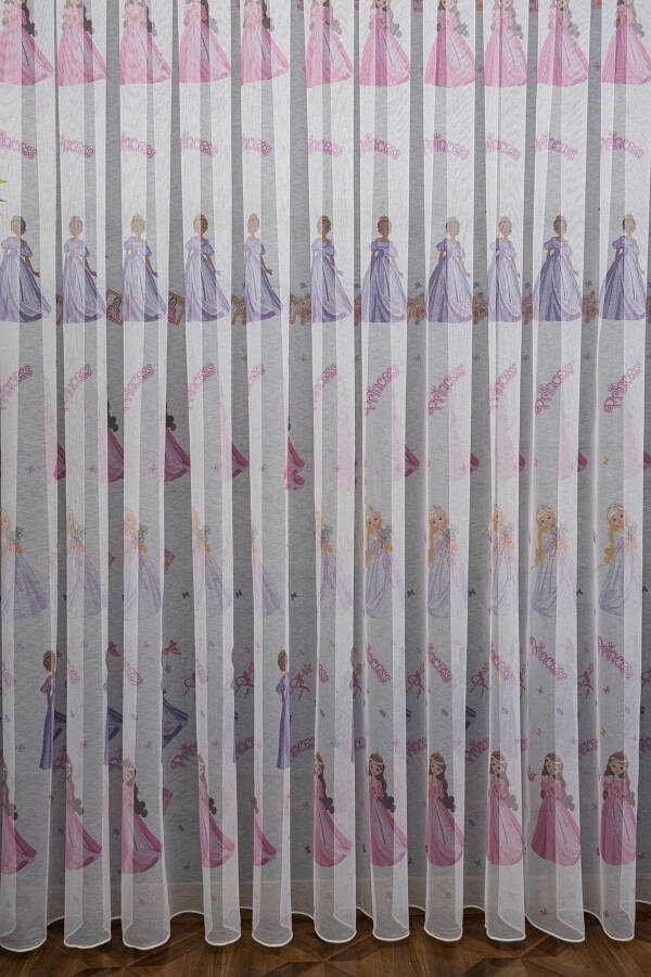 Farbateks Dikim Princess Princess Patterned Model Colorful Girls Room 2 Layer Pleated Tulle Curtain - 7