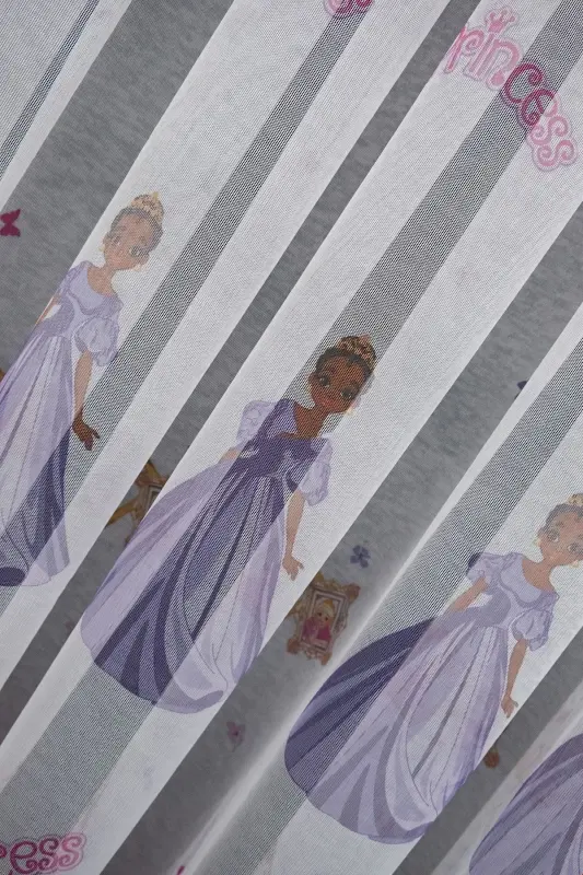 Farbateks Dikim Princess Princess Рисунок Модель Цветные Девочки Комната 2-слойная Складки Тюлевая Занавеска - 4