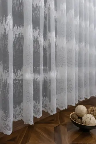 Farbateks Dikim Zigzag Kort Işlemeli 2kat Pileli Tül Perde-Zigzag - 2