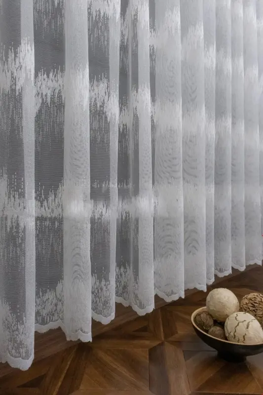 Farbateks Dikim Zigzag Kort Işlemeli 2kat Pileli Tül Perde-Zigzag - 2