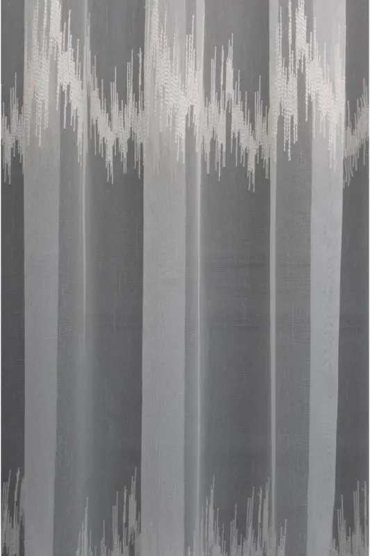 Farbateks Dikim Zigzag Kort Işlemeli 2kat Pileli Tül Perde-Zigzag - 3