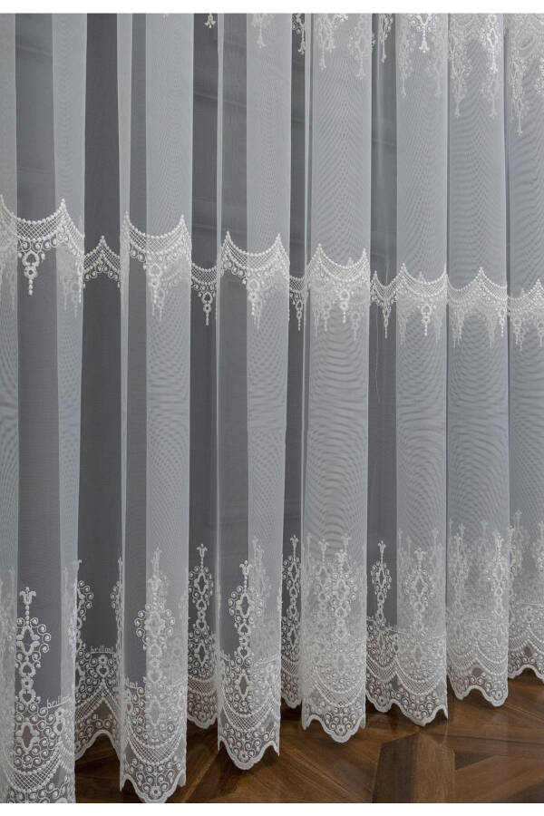 Farbateks Sewing Salon Bohre Tulle Curtain Silk Model Design 3-fold Pleated Tulle Curtain - 9