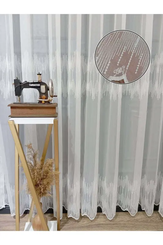 Farbateks Tikuv Toji Lavinia Model 1e2 Qavatli Pilili Ajinlanmaydigan Dazmollash Shart Emas Tul Pardasi-F - 1