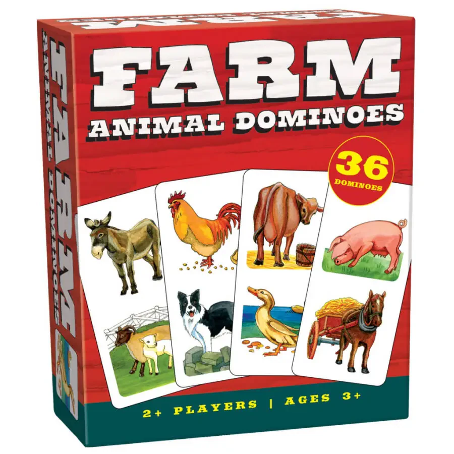 Farm Animal Dominoes - Outset Media, Classic Matching Card Game, No Reading Required, Childen & Preschoolers, Ages 3+ - 1