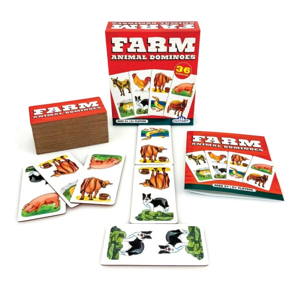 Farm Animal Dominoes - Outset Media, Classic Matching Card Game, No Reading Required, Childen & Preschoolers, Ages 3+ - 3