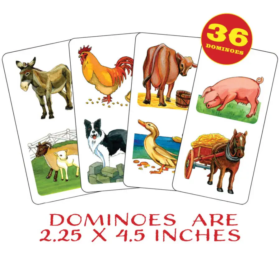 Farm Animal Dominoes - Outset Media, Classic Matching Card Game, No Reading Required, Childen & Preschoolers, Ages 3+ - 4