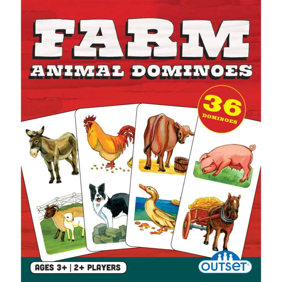Farm Animal Dominoes - Outset Media, Classic Matching Card Game, No Reading Required, Childen & Preschoolers, Ages 3+ - 7