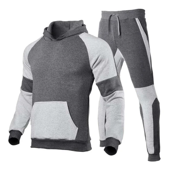 fartey Hoodies Tracksuit Sweatsuits for Men Raglan Hooded Pullover Tops and Pant Athletic Track Suits With 3 Pockets Jogging Outdoor 2 Piece Outfit - FARTEY