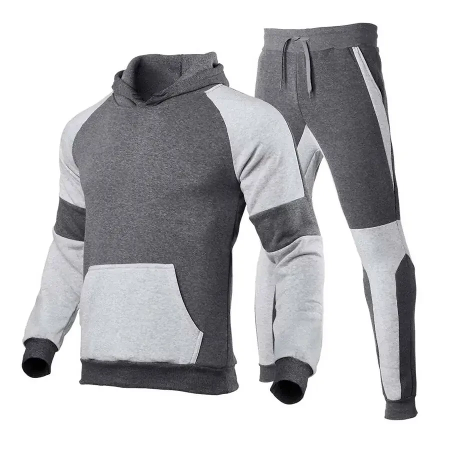fartey Hoodies Tracksuit Sweatsuits for Men Raglan Hooded Pullover Tops and Pant Athletic Track Suits With 3 Pockets Jogging Outdoor 2 Piece Outfit - 1