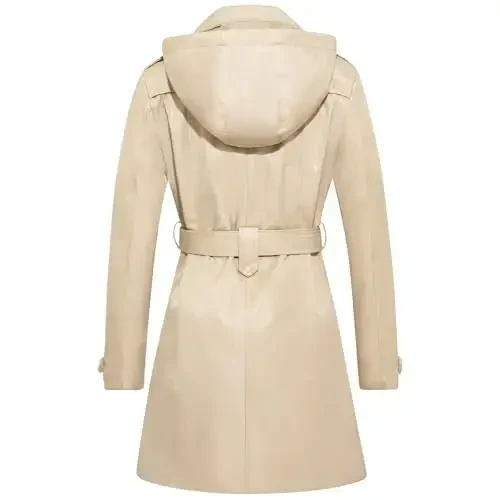 FARVALUE Women's Waterproof Trench Coat Double Breasted Windbreaker Classic Belted Lapel Overcoat with Removable Hood - 2