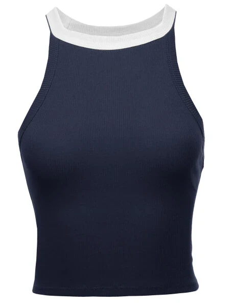 FashionOutfit Women's Solid Sleeveless Cute Crop Top- - Modazone