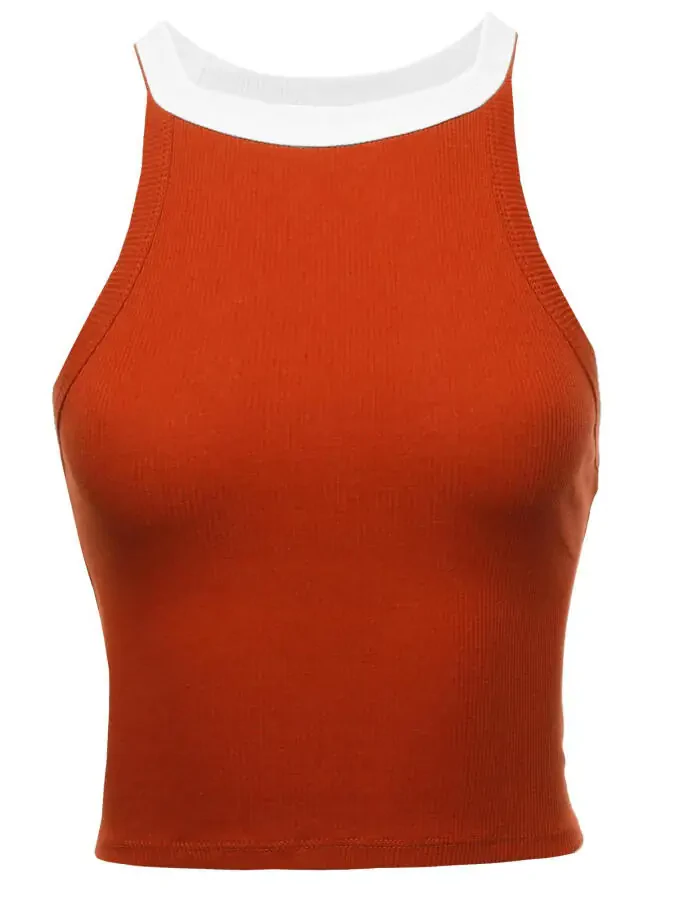 FashionOutfit Women's Solid Sleeveless Cute Crop Top- - 1