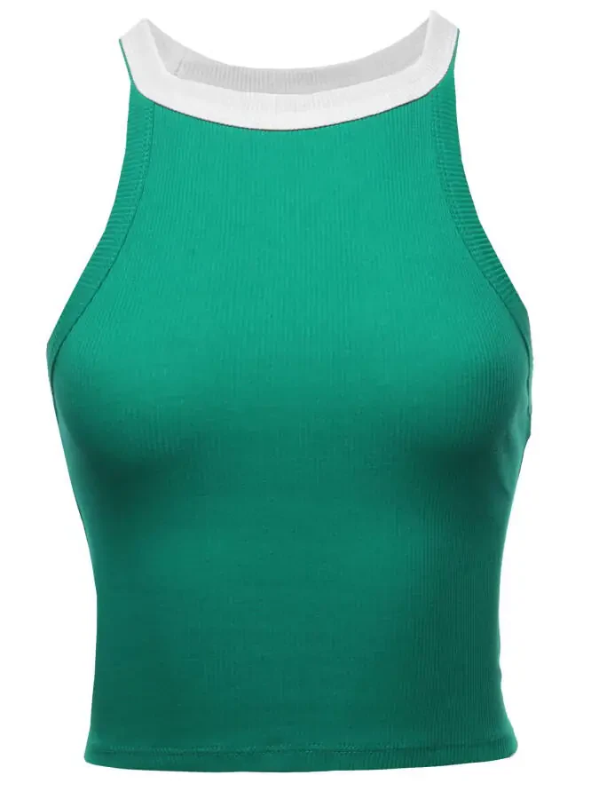 FashionOutfit Women's Solid Sleeveless Cute Crop Top - 1