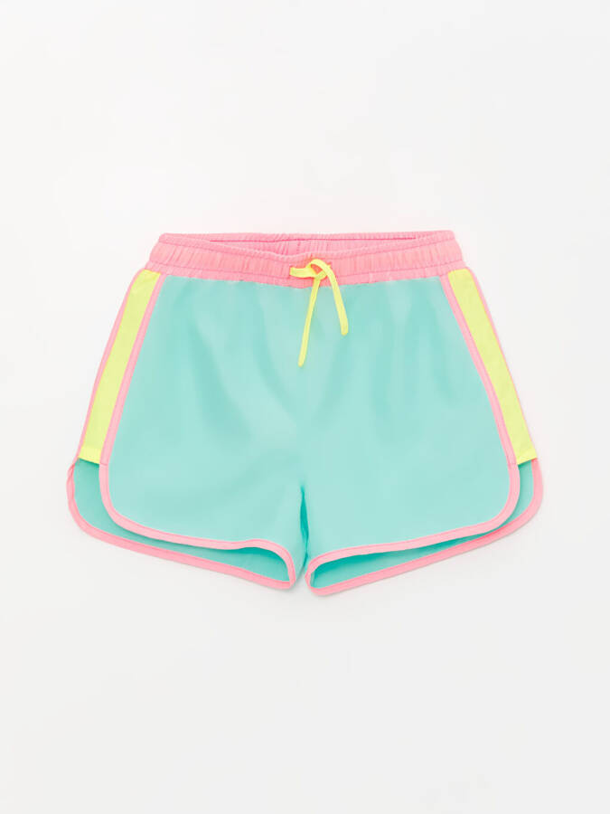 Fast-Drying Elastic Waist Girl's Swim Shorts - Green - 1
