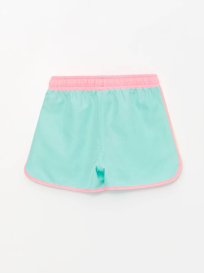 Fast-Drying Elastic Waist Girl's Swim Shorts - Green - 2
