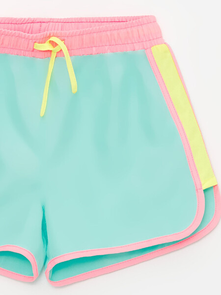 Fast-Drying Elastic Waist Girl's Swim Shorts - Green - 3