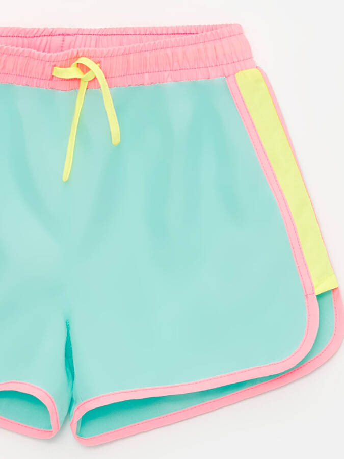 Fast-Drying Elastic Waist Girl's Swim Shorts - Green - 3