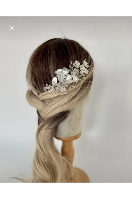 Фата Невеста Хна Свадьба И Помолвка Тиара Жемчужный Хрустальный Бисерный Перламутровый Цветочный Гребень 2шт-ЖЕМЧУГ - 1