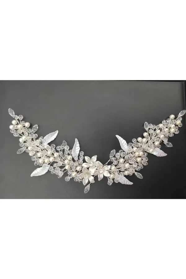 Фатина Невесты Хна Свадебная и Обручальная Корона Жемчужная Кристальная Бусинами Полностью Ручной Работы - 4