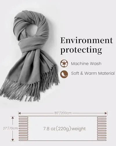 fauson Winter Scarf for Women - Soft Shawl Wraps Winter Scarves with Tassel | Soft Warm Fabric, Elegant Solid Color, Classic Tassel Design, Large Scarf for Daily, Wedding and Party Wear - 3