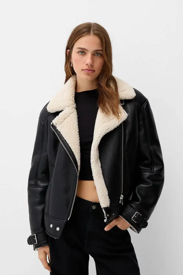 Faux fur biker jacket - 1