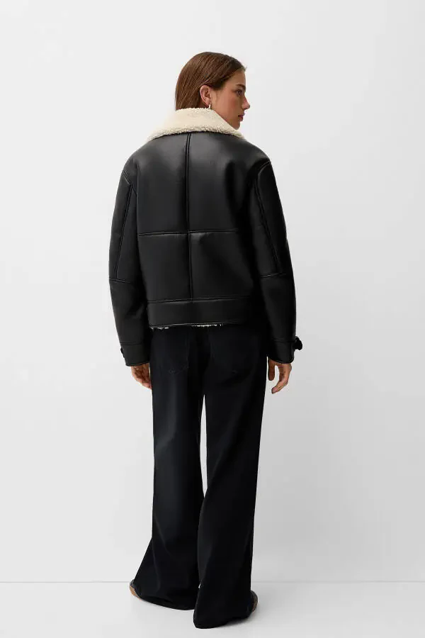 Faux fur biker jacket - 3