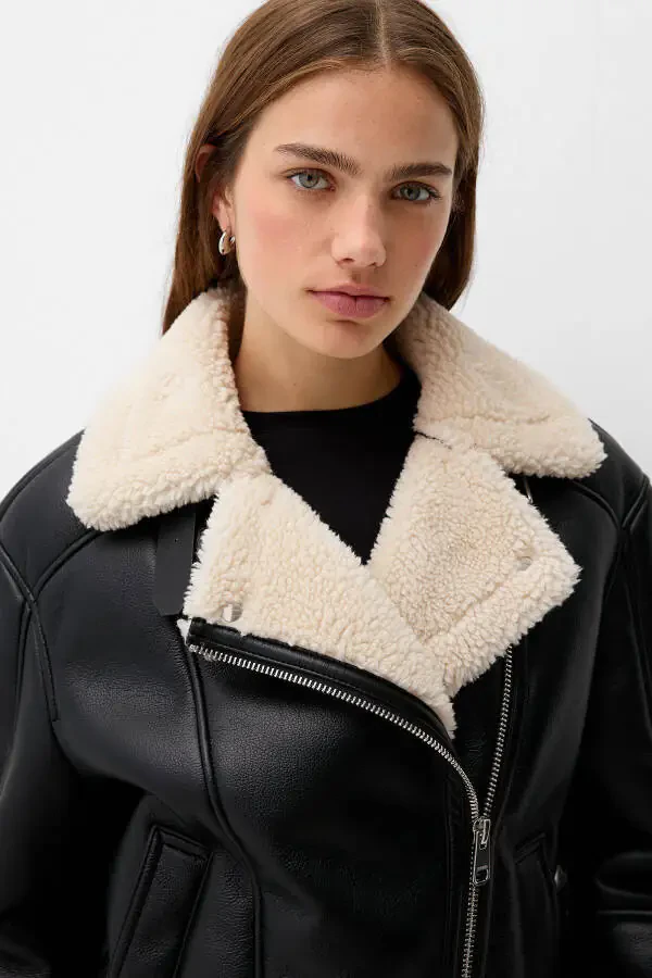 Faux fur biker jacket - 4