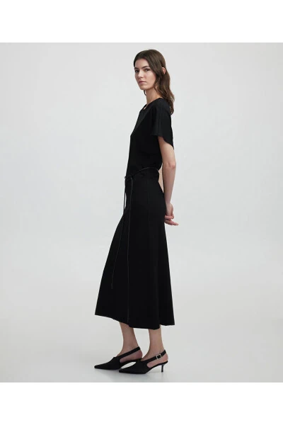 Faux leather belt dress - İPEKYOL (1)