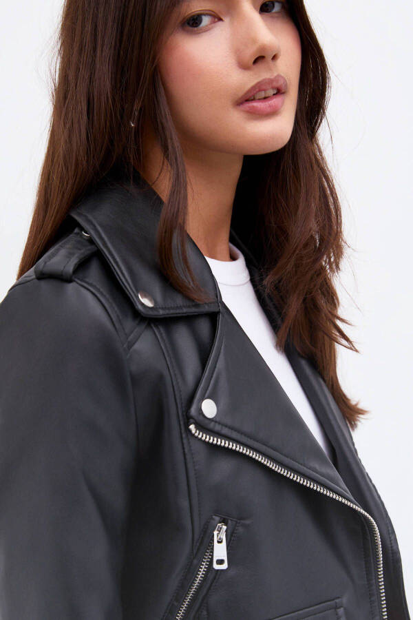 Faux Leather Biker Jacket - 3