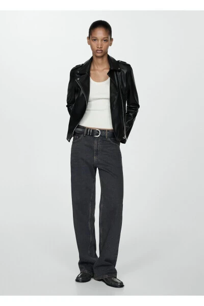 Faux leather biker jacket - MANGO
