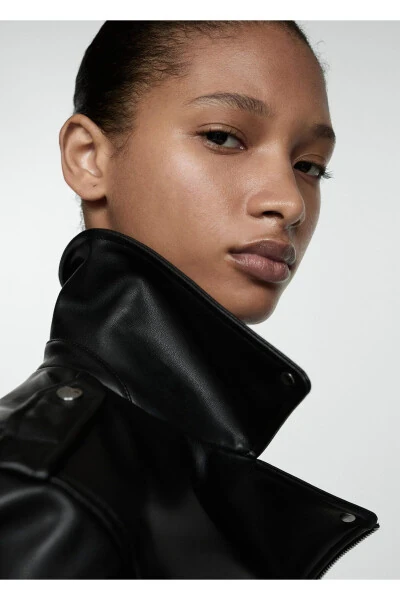 Faux leather biker jacket - MANGO (1)