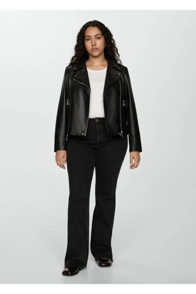 Faux leather biker jacket - 4