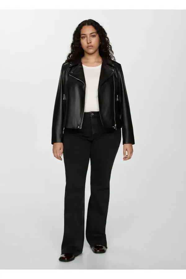 Faux leather biker jacket - 4