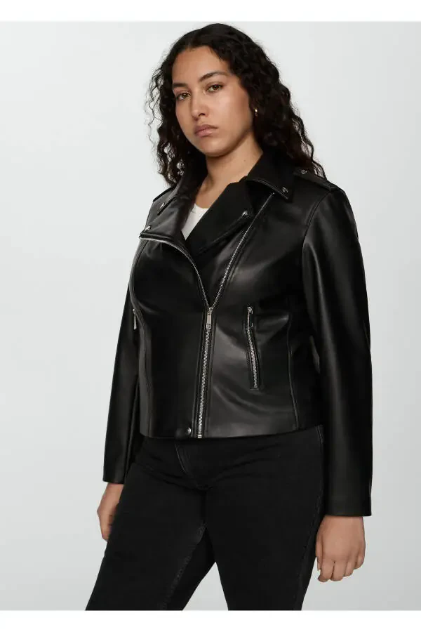 Faux leather biker jacket - 6