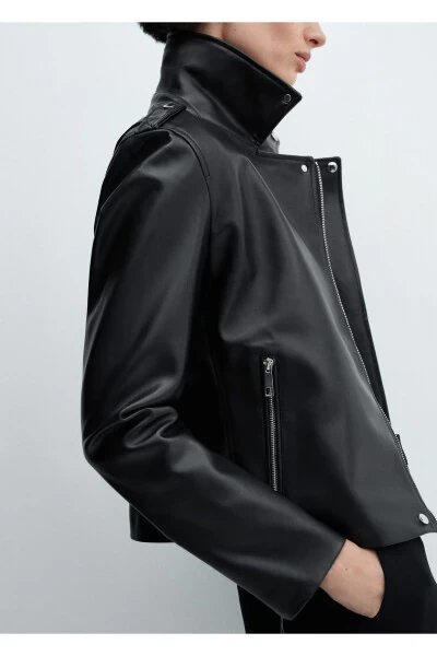 Faux leather biker jacket - 8