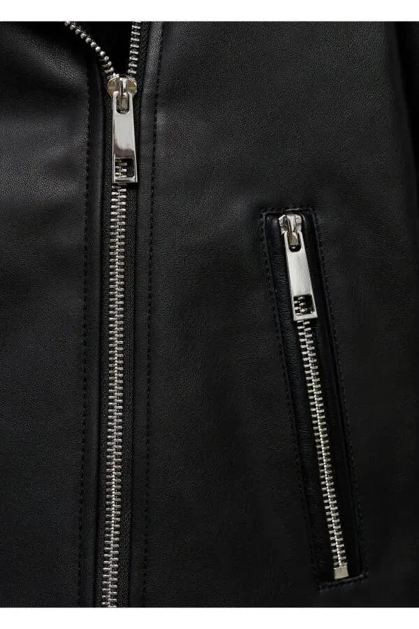 Faux leather biker jacket - 9