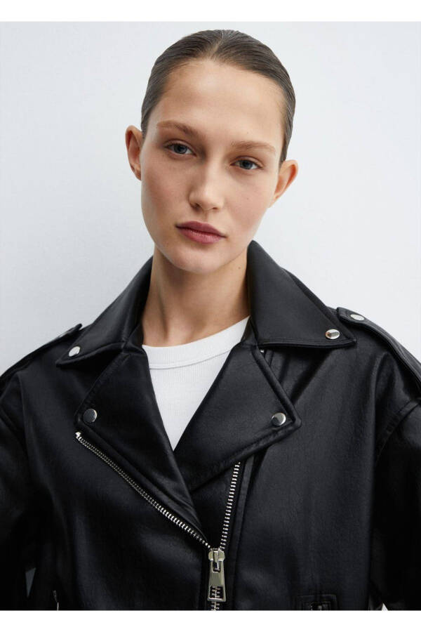 Faux Leather Biker Jacket - 8