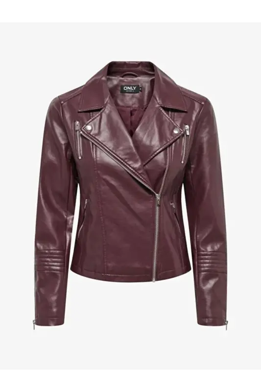 Faux Leather Bıker Otw Noos Kadın Suni Deri Mont Ve Ceket - Bordo15153079 - 3