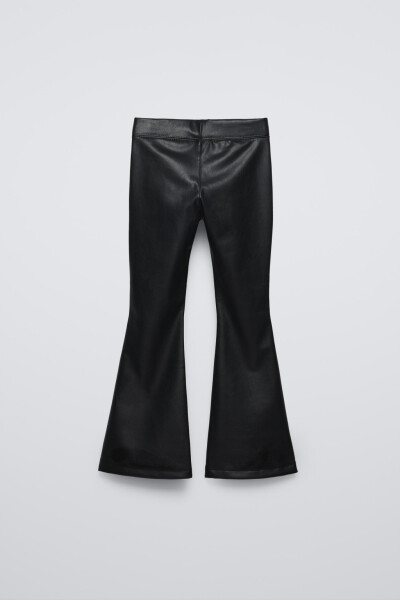 FAUX LEATHER FLARED LEGGING-Black - 2