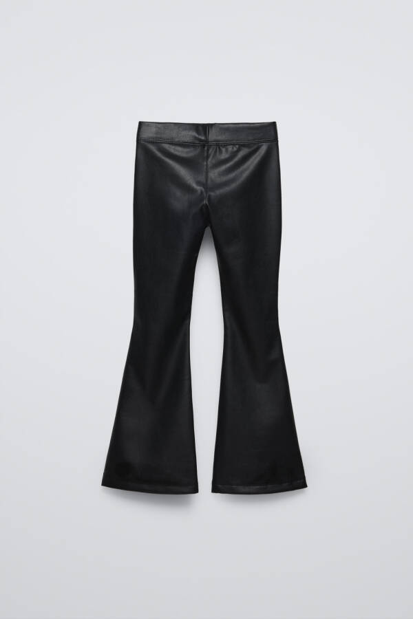 FAUX LEATHER FLARED LEGGING-Black - 2