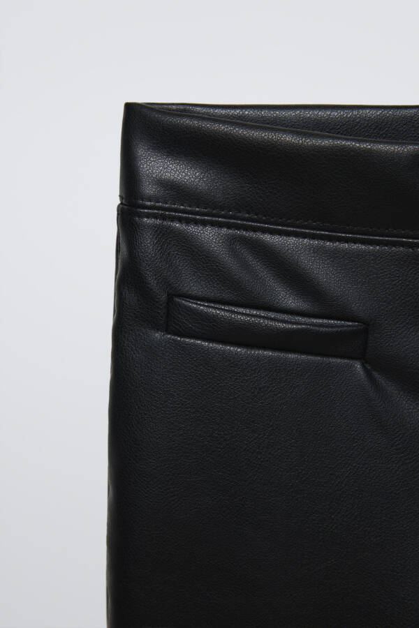 FAUX LEATHER FLARED LEGGING-Black - 3