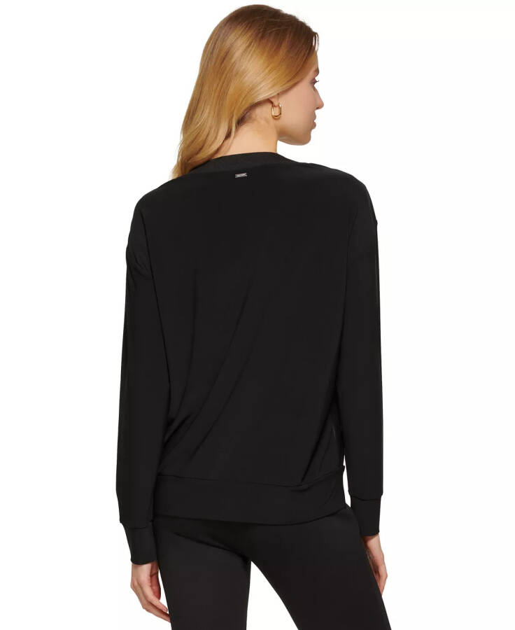 Faux-Leather Front Sweatshirt Black - 2