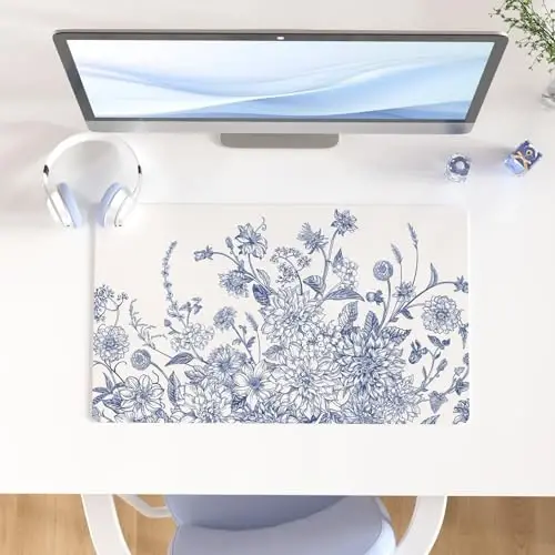 Faux Leather Large Mouse Pad, Office Desk Mat, 23.6