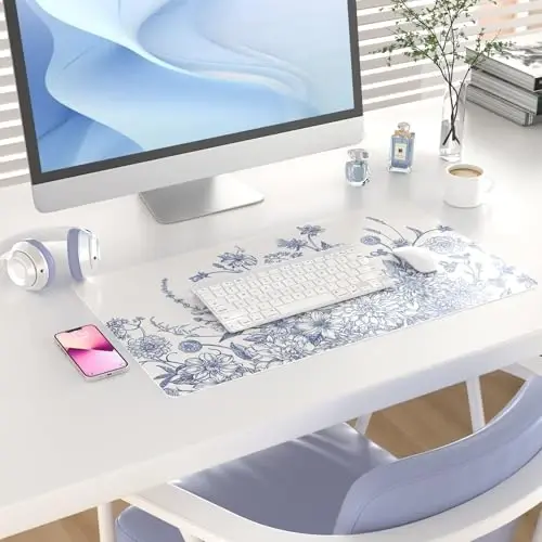 Faux Leather Large Mouse Pad, Office Desk Mat, 23.6