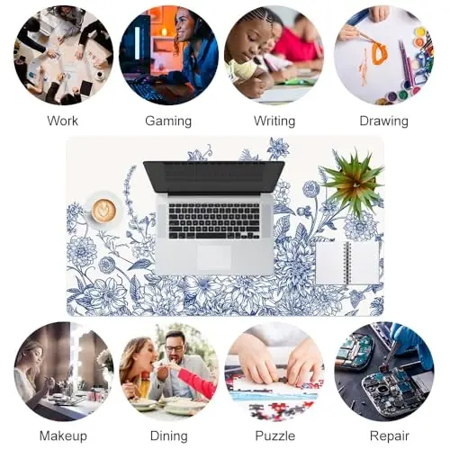 Faux Leather Large Mouse Pad, Office Desk Mat, 23.6