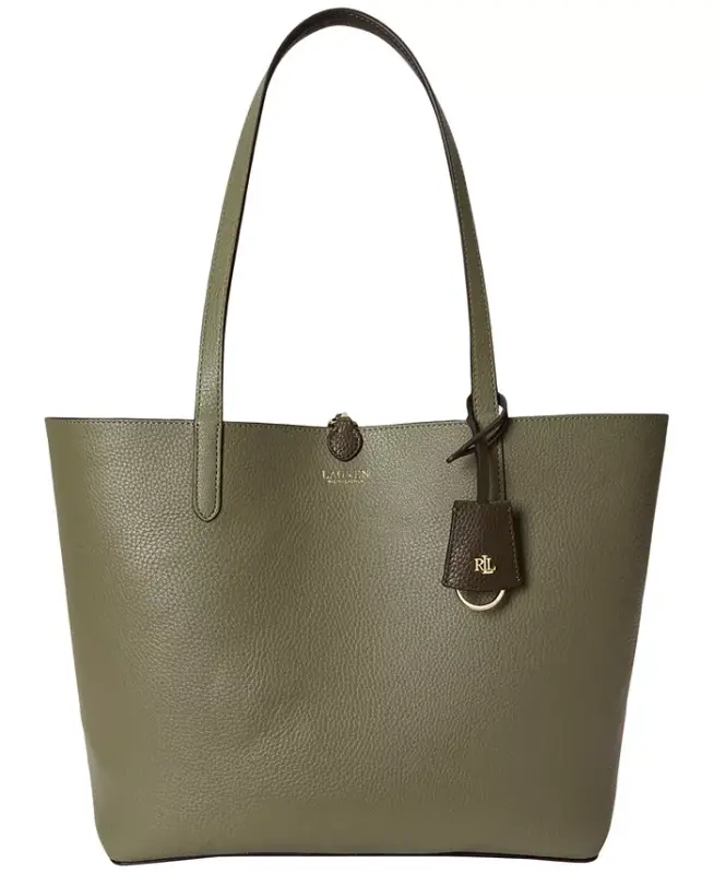 Faux-Leather Large Reversible Tote Bag - Botanic Green/Sage Green - 2
