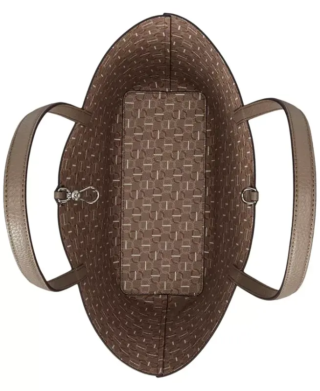 Faux-Leather Large Reversible Tote Bag - Rider Geo/Taupe Brown - 7