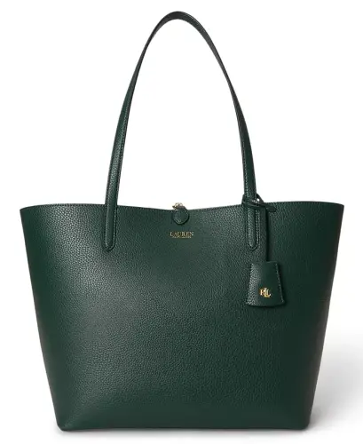 Faux-Leather Large Reversible Tote Bag - Season Green/Belting - 3