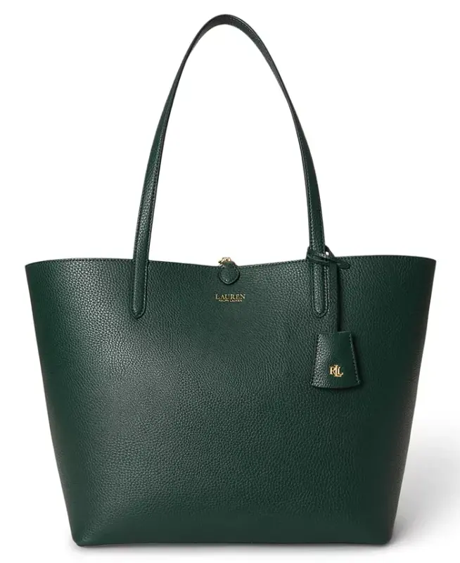 Faux-Leather Large Reversible Tote Bag - Season Green/Belting - 3